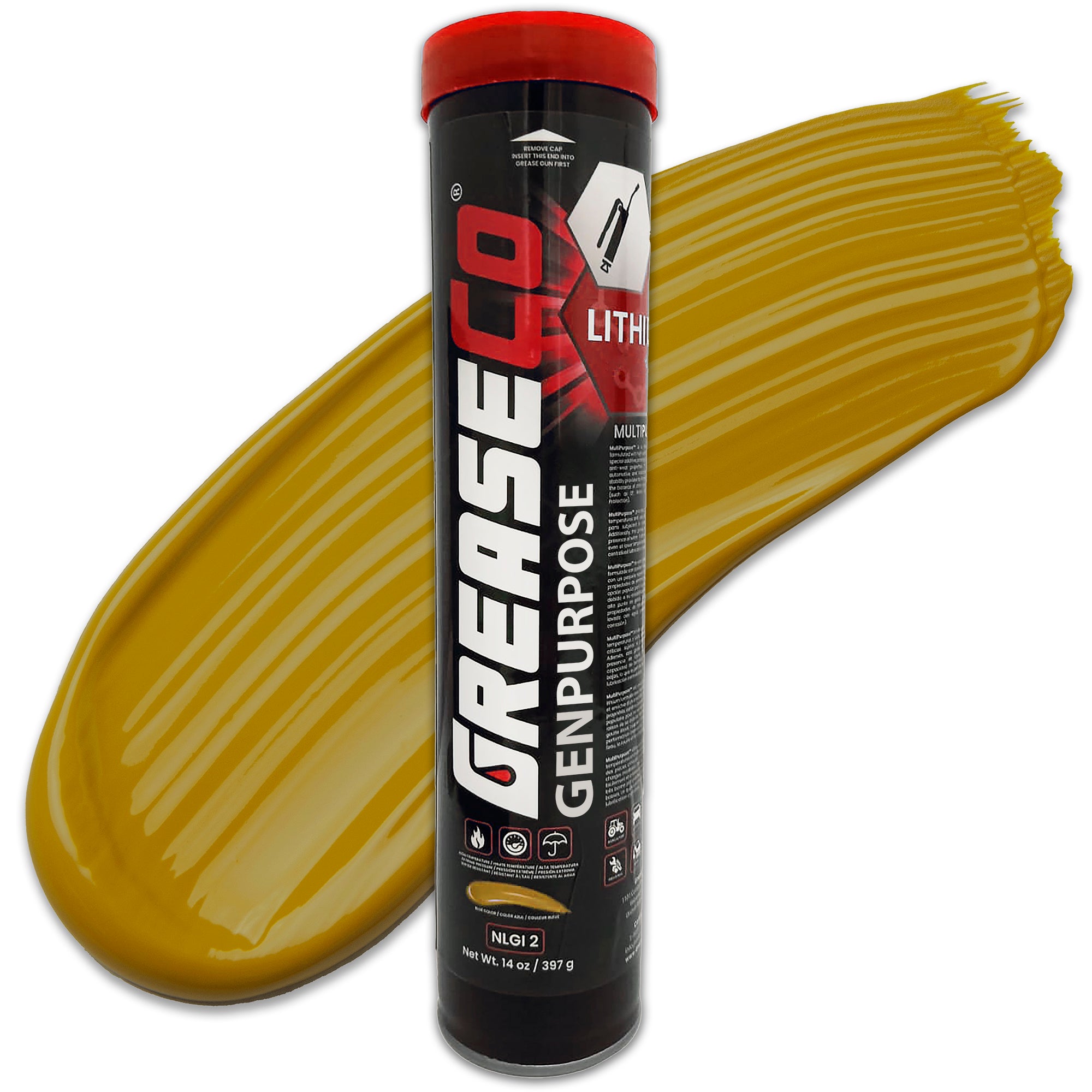 Lawn Mower Lithium Complex General Purpose High Temperature EP Grease Tube Cartridge Refill of GreaseCo GenPurpose