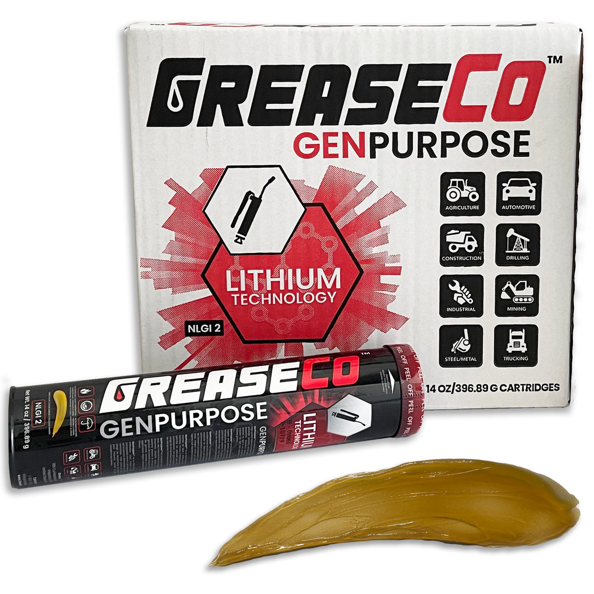 GenPurpose™ Grease Tube 10 Pack | Lithium Grease EP | High Temp | General Purpose | NLGI 2 | Amber | Grease Gun Cartridge Refill