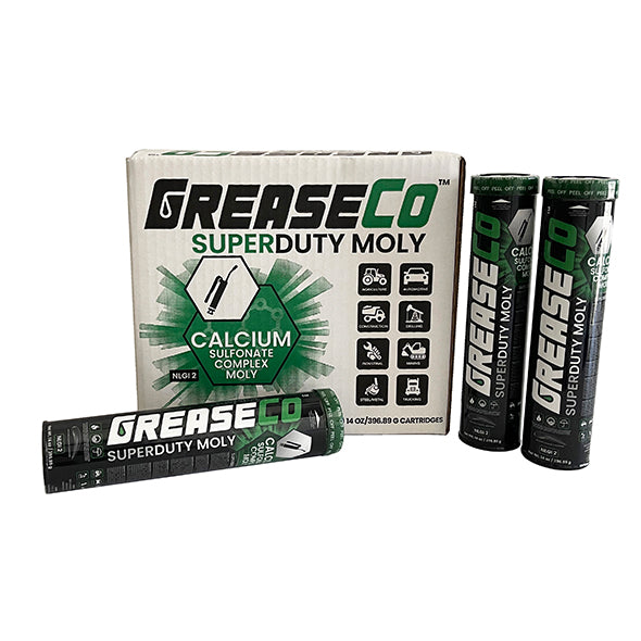 Calcium Sulfonate Moly High Temp High Performance Grease Tube 10 Pack of Cartridge Refills from GreaseCo SuperDuty Moly