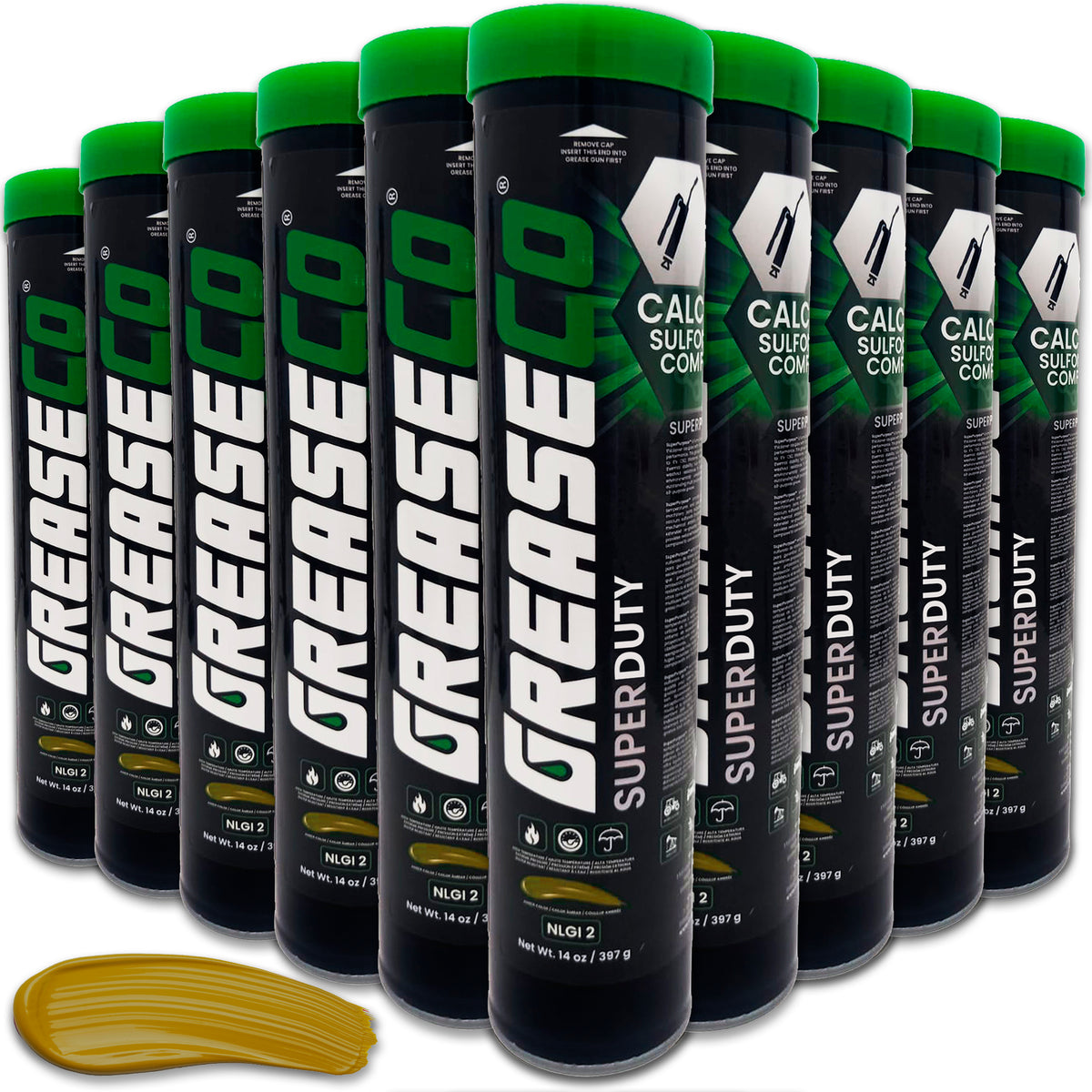 SuperDuty™ Grease Tube 10 Pack | Calcium Sulfonate Grease EP | High Temp | Water Resistant | Amber | NLGI 2 | Grease Gun Cartridge Refill