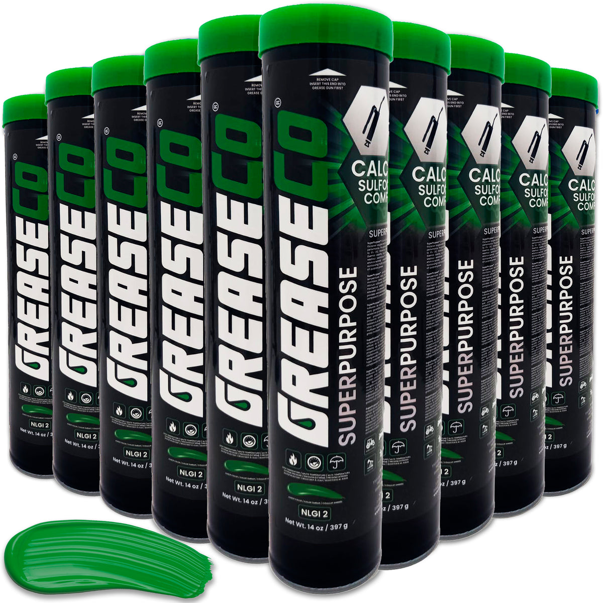 SuperPurpose™ Grease Tube 10 Pack | Calcium Sulfonate Grease EP | High Temp | Water Resistant | NLGI 2 | Grease Gun Cartridge Refill