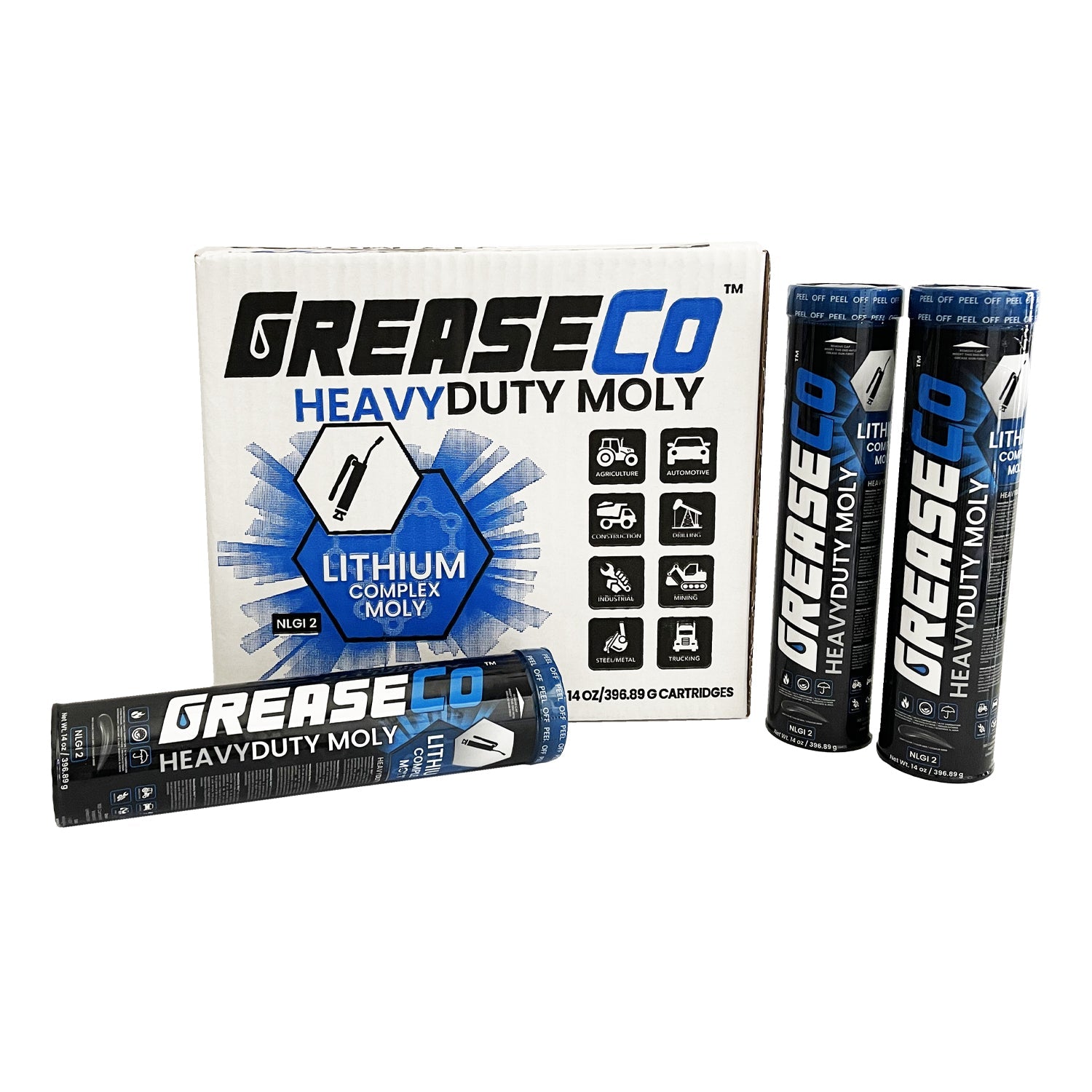 Lithium Complex Moly High Temp High Performance Grease Tube 10 Pack of Cartridge Refills from GreaseCo HeavyDuty Moly