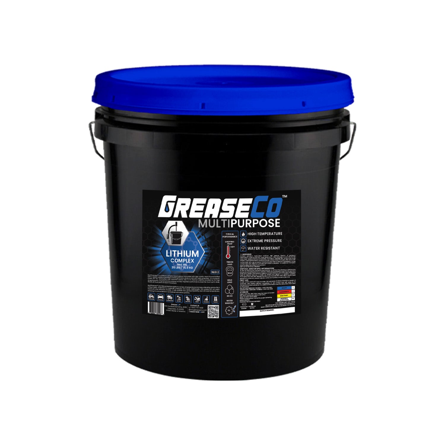 Lithium Complex Temp High Performance Grease 35 LB Bucket Pail of GreaseCo MultiPurpose