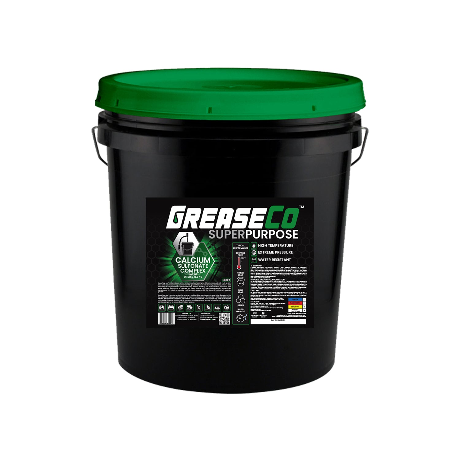 Calcium Sulfonate High Temp High Performance Grease 35 LB Pail of GreaseCo SuperPurpose