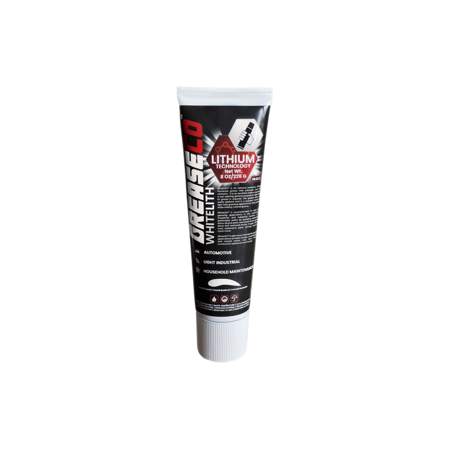 White Lithium Garage Door High Temp High Performance Grease Squeeze Tube of GreaseCo WhiteLith